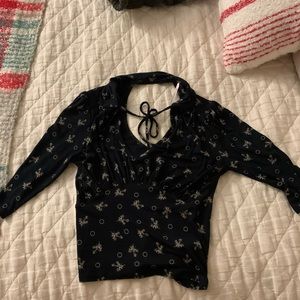 Black Free People Shirt with Collar and Tie